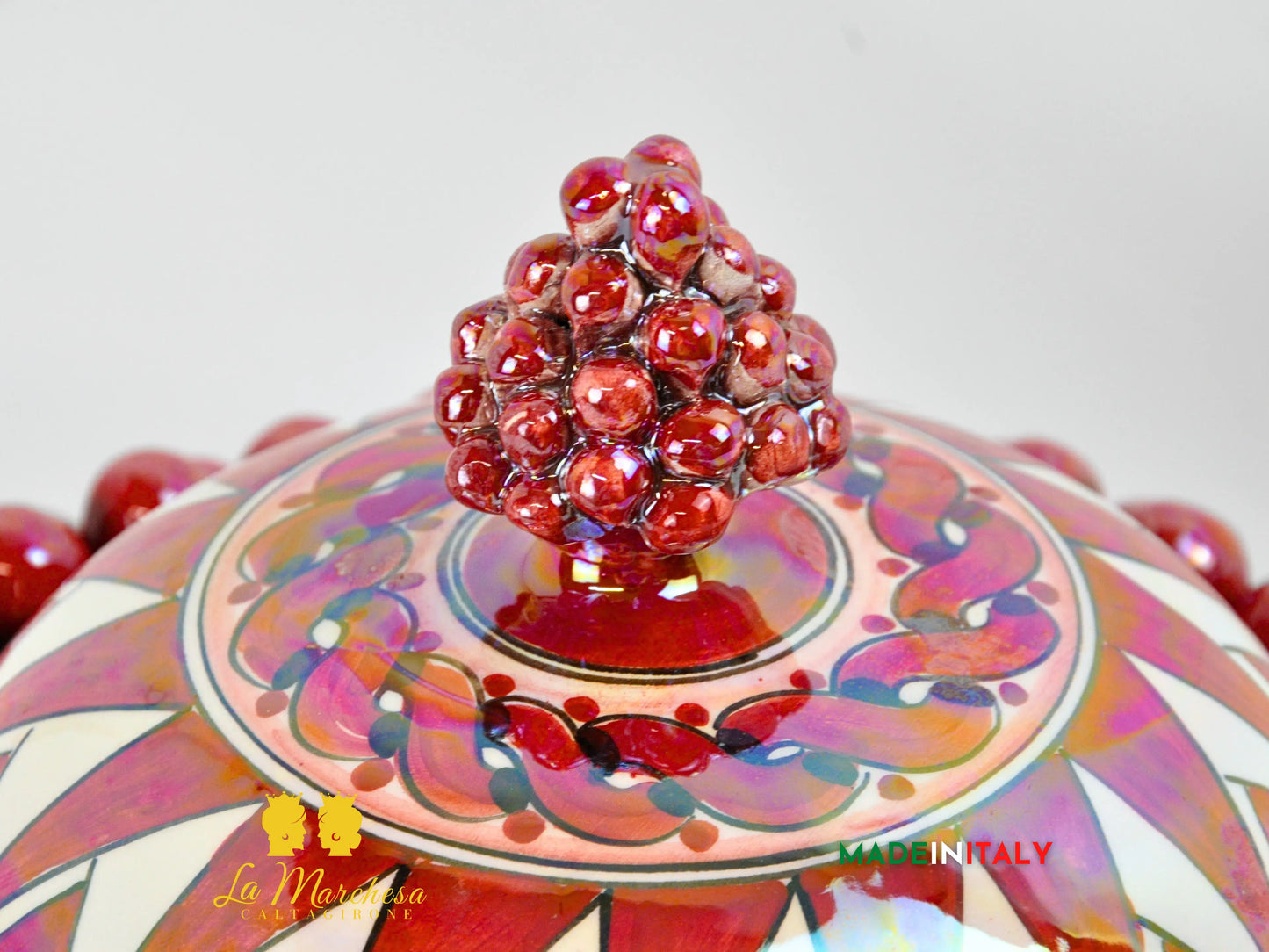 Biscottiera Pigna Madreperla Ceramica di Caltagirone - Vari colori