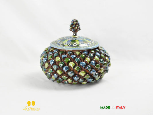 Biscottiera Pigna Ceramica di Caltagirone Multicolore Madreperla - Vari Modelli