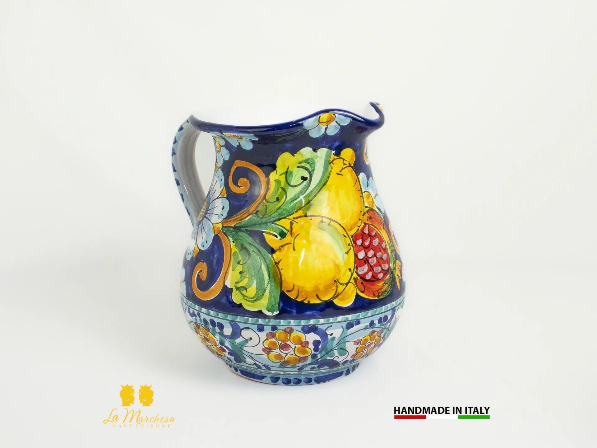 Brocca in Ceramica di Caltagirone decorato Caraffa Blu cobalto - Vari modelli