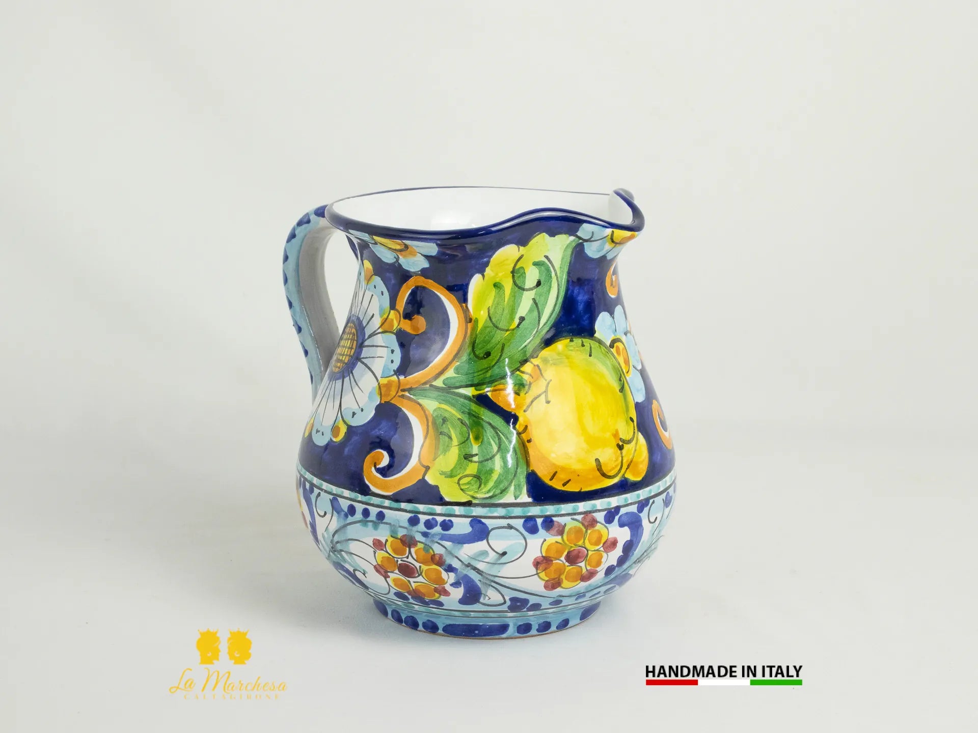 Brocca in Ceramica di Caltagirone decorato Caraffa Blu cobalto - Vari modelli