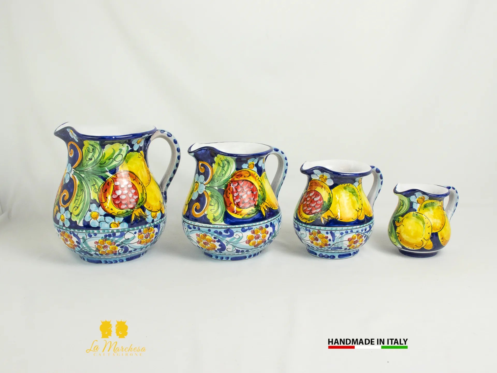 Brocca in Ceramica di Caltagirone decorato Caraffa Blu cobalto - Vari modelli