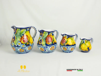 Brocca in Ceramica di Caltagirone decorato Caraffa Blu cobalto - Vari modelli