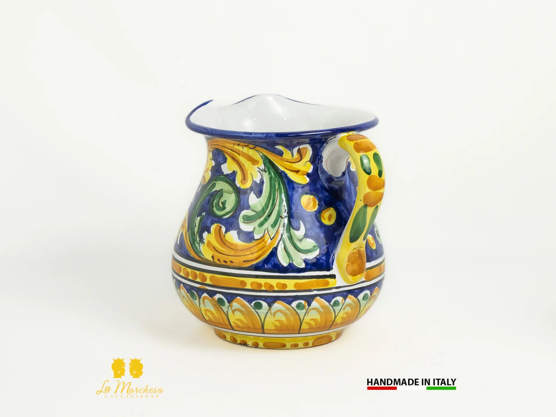 Brocca in Ceramica di Caltagirone decorato Caraffa Blu cobalto - Vari modelli