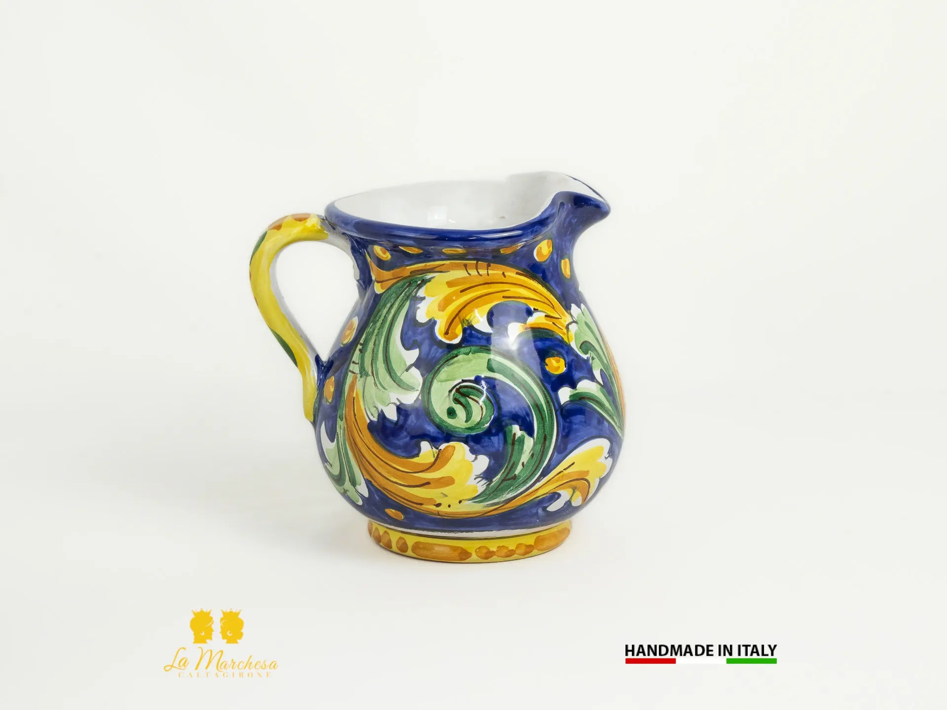 Brocca in Ceramica di Caltagirone decorato Caraffa Blu cobalto - Vari modelli