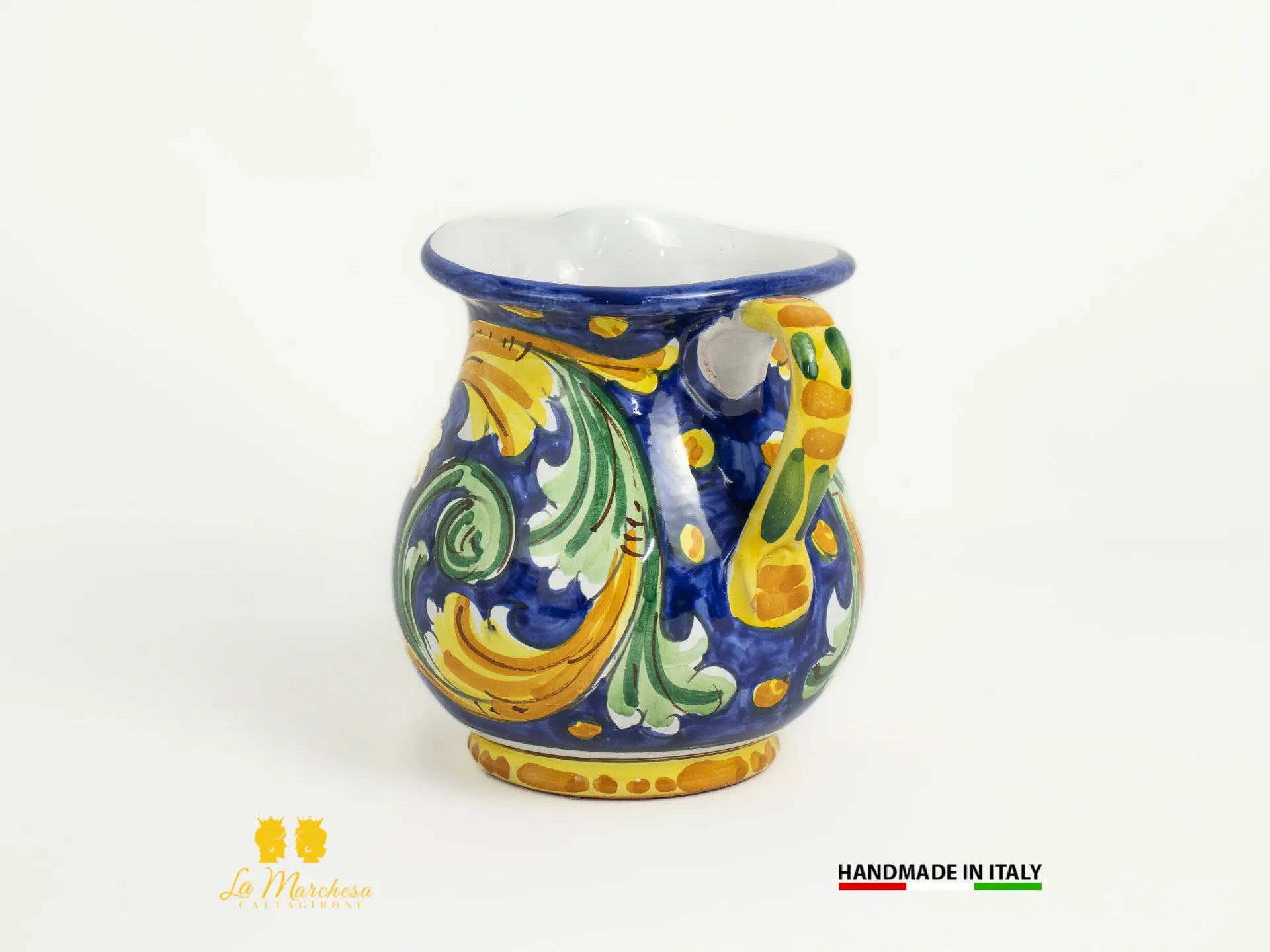 Brocca in Ceramica di Caltagirone decorato Caraffa Blu cobalto - Vari modelli