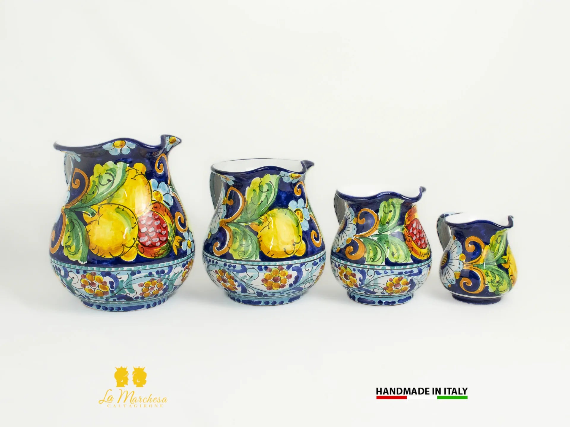 Brocca in Ceramica di Caltagirone decorato Caraffa Blu cobalto - Vari modelli