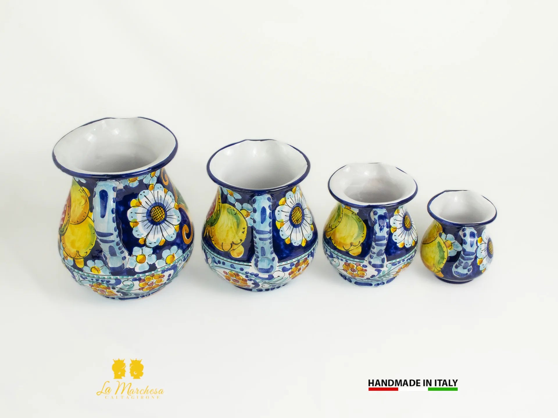 Brocca in Ceramica di Caltagirone decorato Caraffa Blu cobalto - Vari modelli
