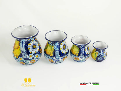 Brocca in Ceramica di Caltagirone decorato Caraffa Blu cobalto - Vari modelli