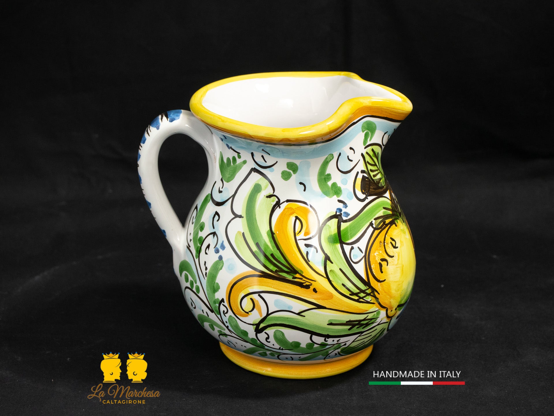 Brocca in Ceramica di Caltagirone decorato Caraffa 1/2L decorata
