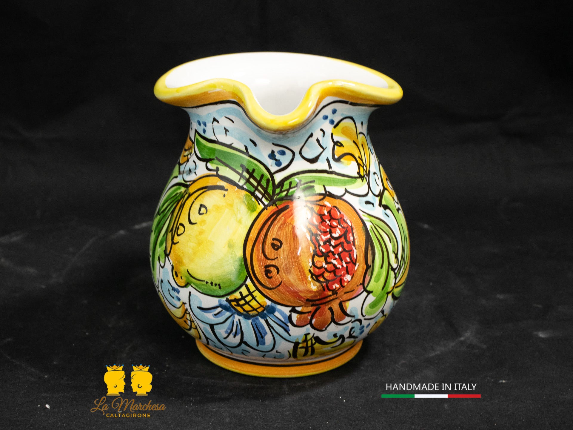 Brocca in Ceramica di Caltagirone decorato Caraffa 1/2L decorata
