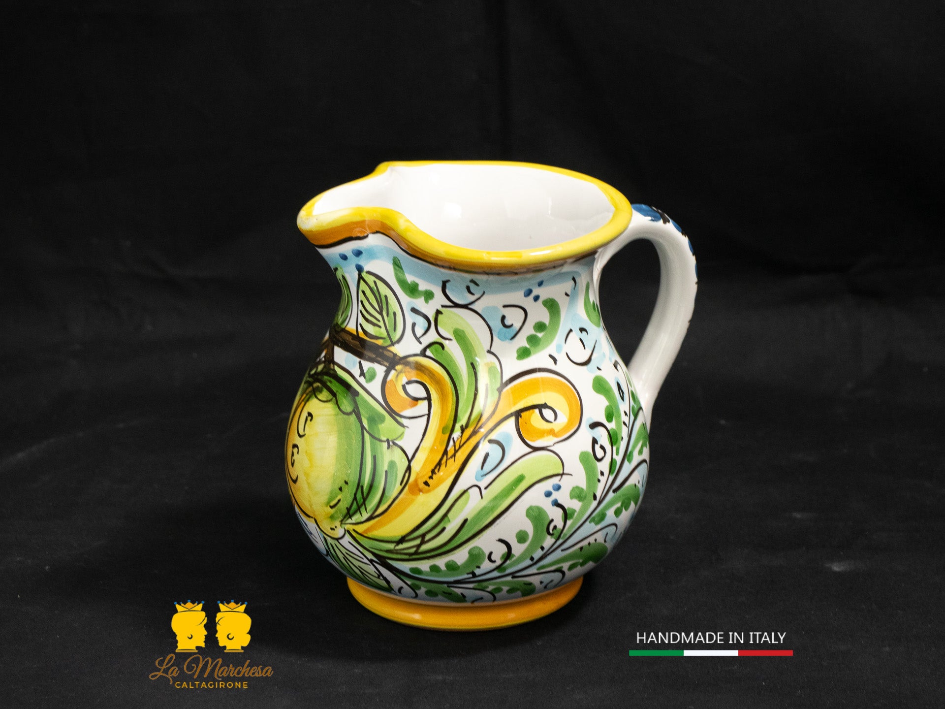 Brocca in Ceramica di Caltagirone decorato Caraffa 1/2L decorata