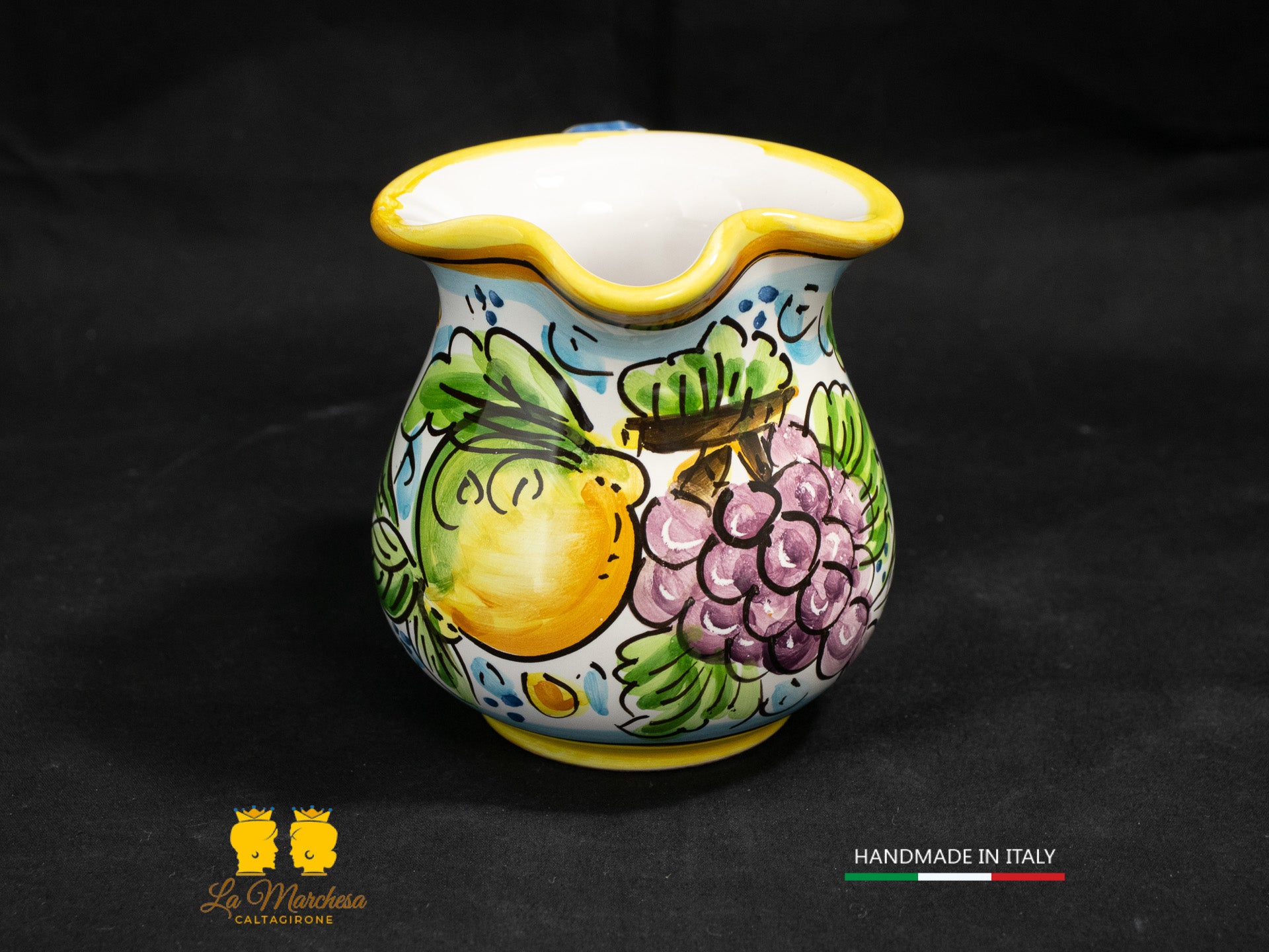 Brocca in Ceramica di Caltagirone decorato Caraffa 1/4L decorata
