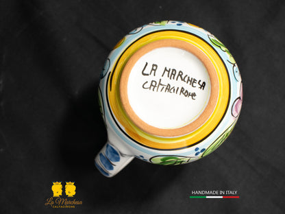 Brocca in Ceramica di Caltagirone decorato Caraffa 1/4L decorata