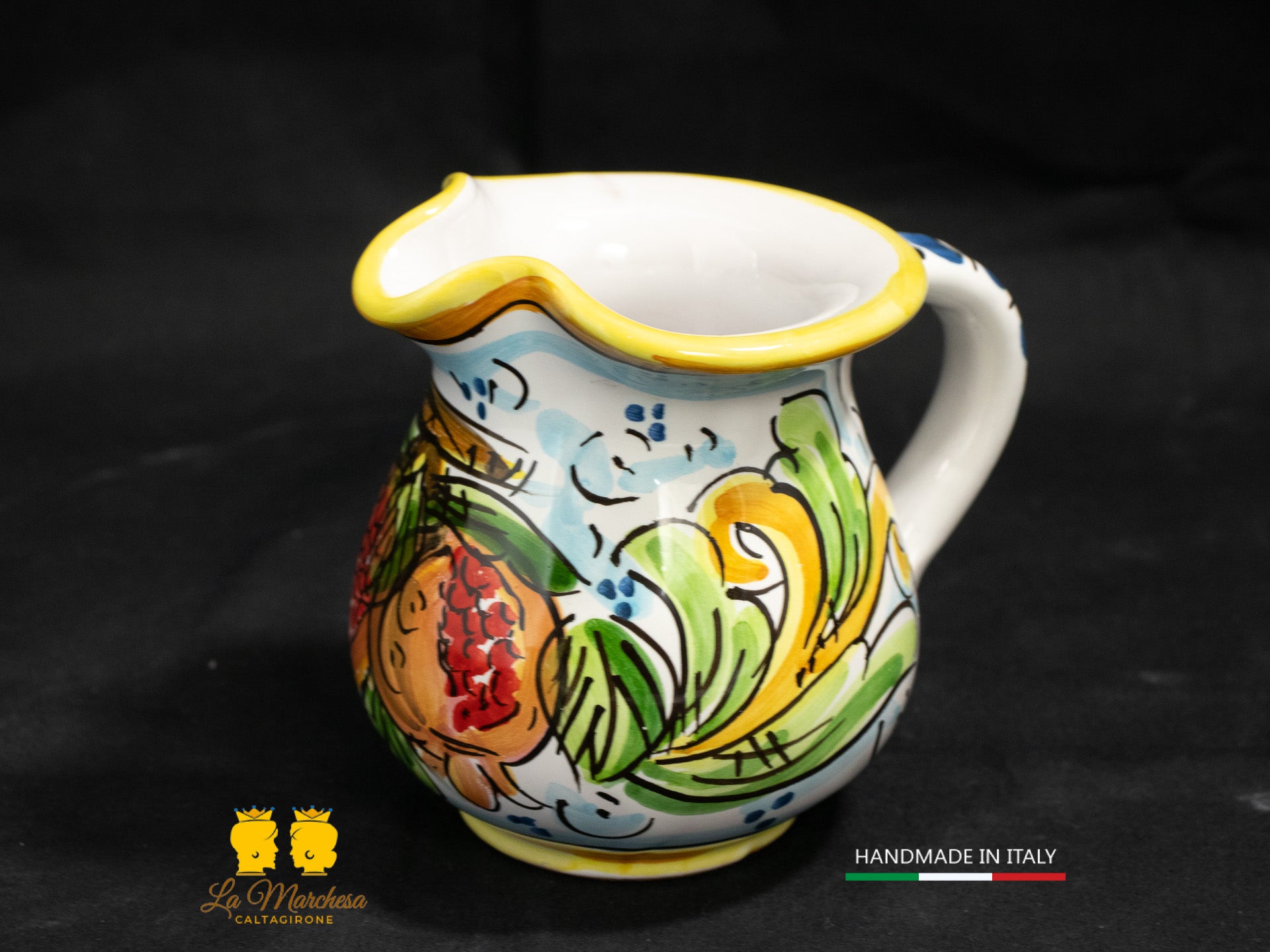 Brocca in Ceramica di Caltagirone decorato Caraffa 1/4L decorata