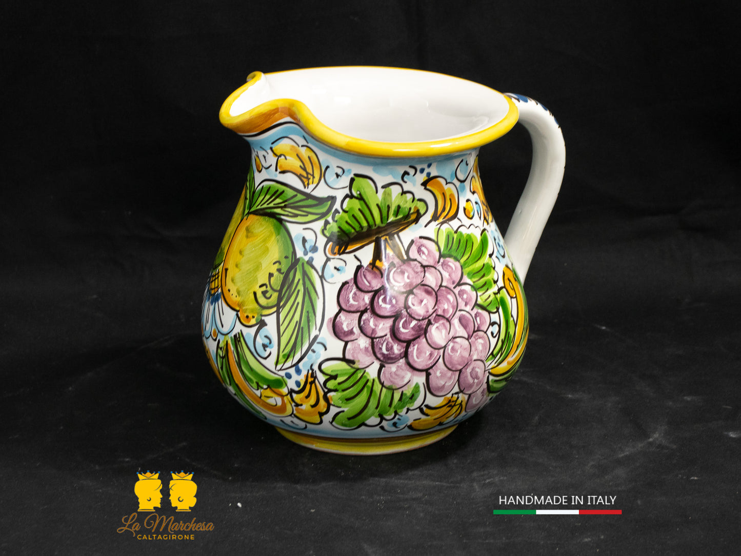 Brocca in Ceramica di Caltagirone decorato Caraffa 1L decorata