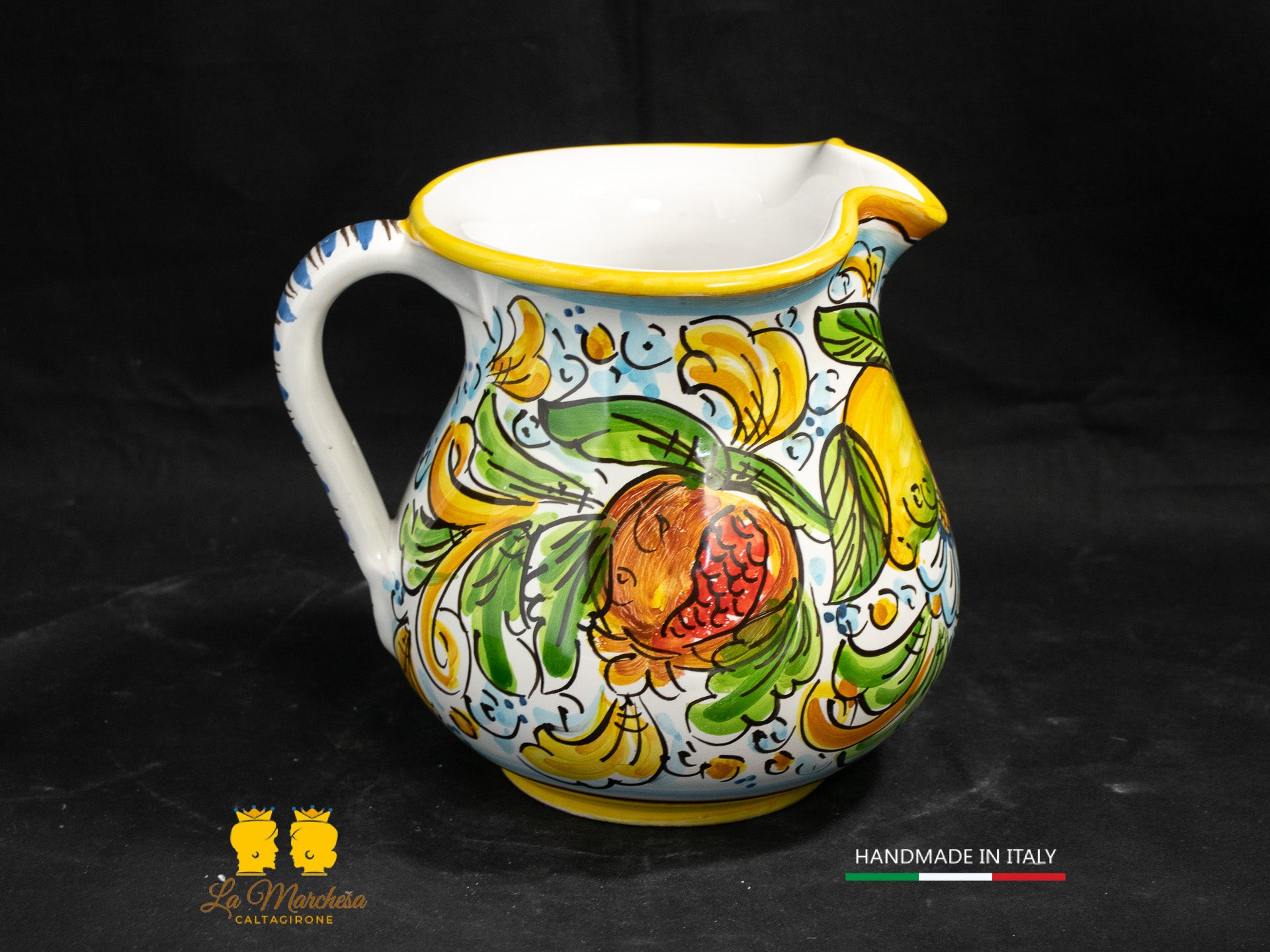Brocca in Ceramica di Caltagirone decorato Caraffa 1L decorata