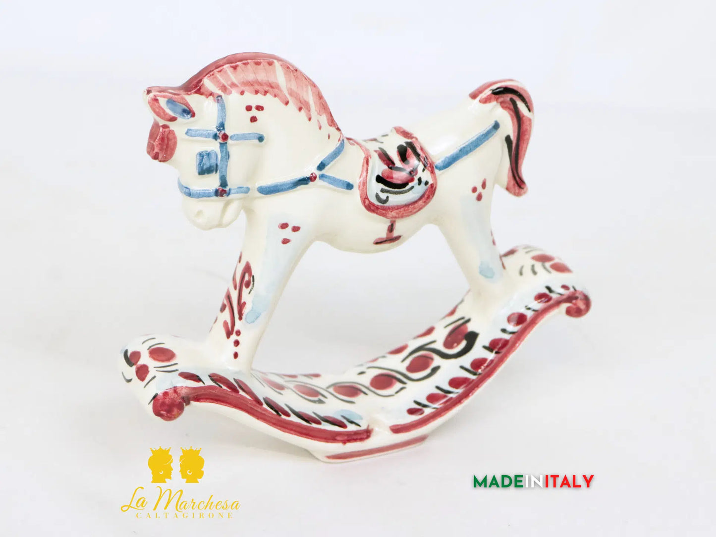 Cavalluccio a Dondolo Colorato bomboniera in Ceramica di Caltagirone