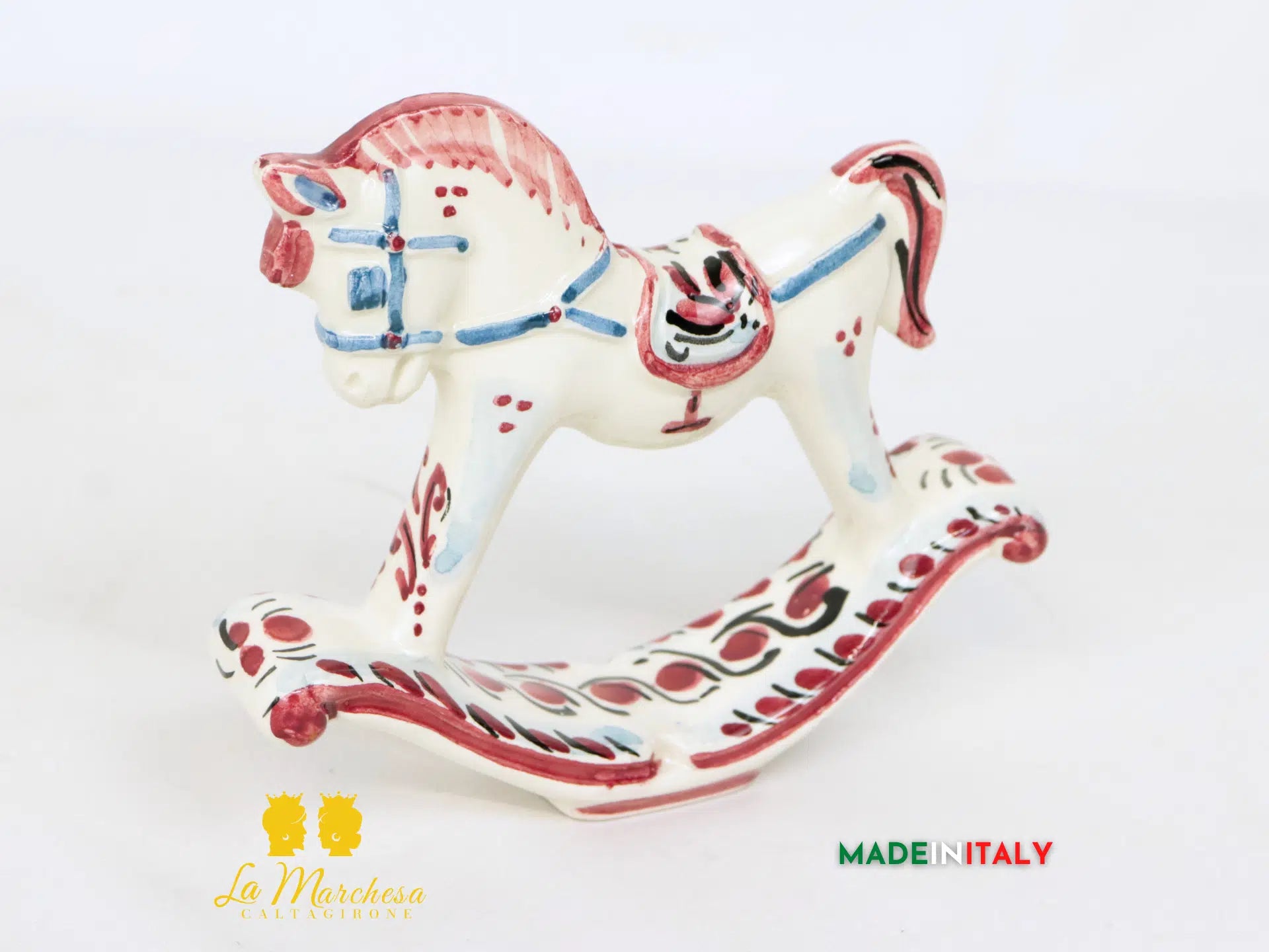 Cavalluccio a Dondolo Colorato bomboniera in Ceramica di Caltagirone