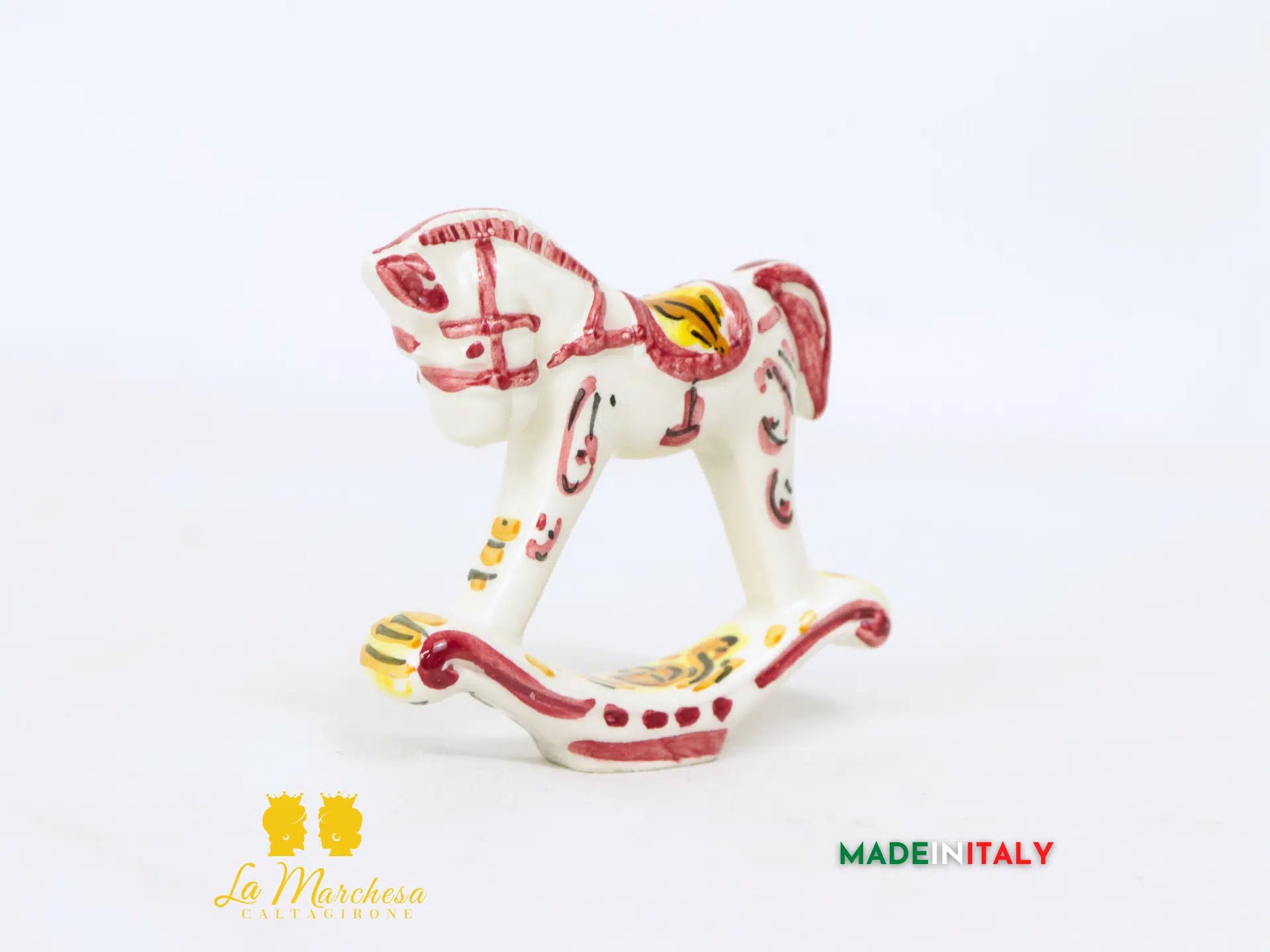 Cavalluccio a Dondolo Colorato bomboniera in Ceramica di Caltagirone