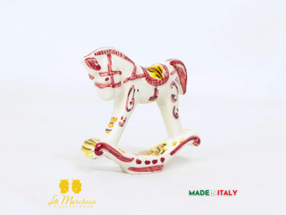 Cavalluccio a Dondolo Colorato bomboniera in Ceramica di Caltagirone