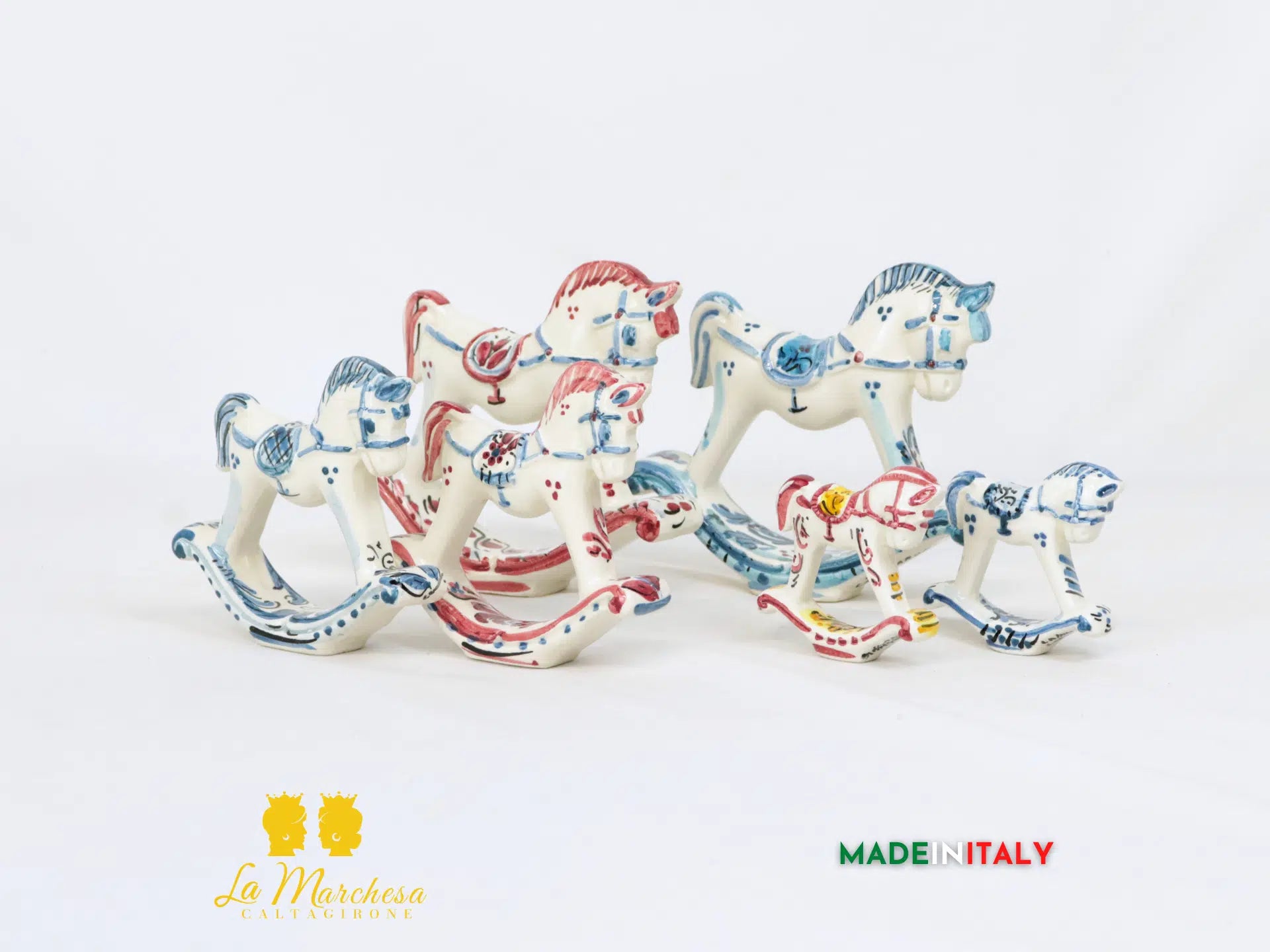 Cavalluccio a Dondolo Colorato bomboniera in Ceramica di Caltagirone