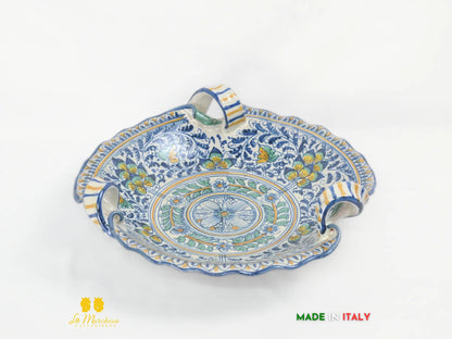 Centrotavola in Ceramica di Caltagirone con manici pavoni decorati a mano - vari decori