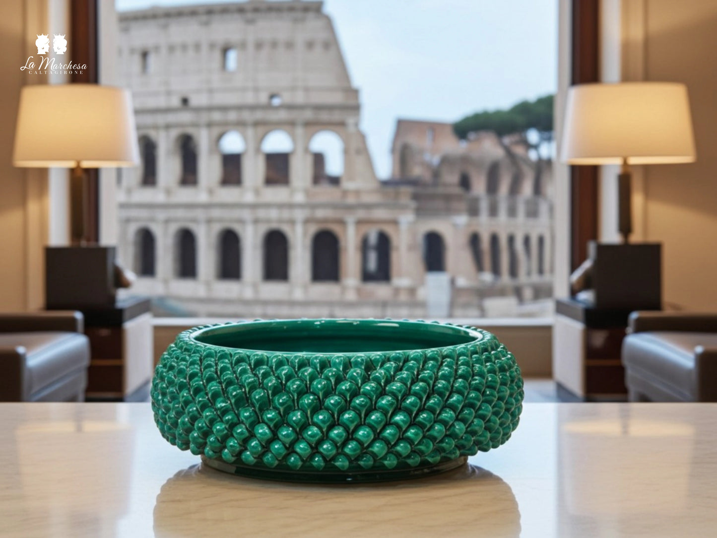 Centrotavola Ciotola Pigna in Ceramica di Caltagirone