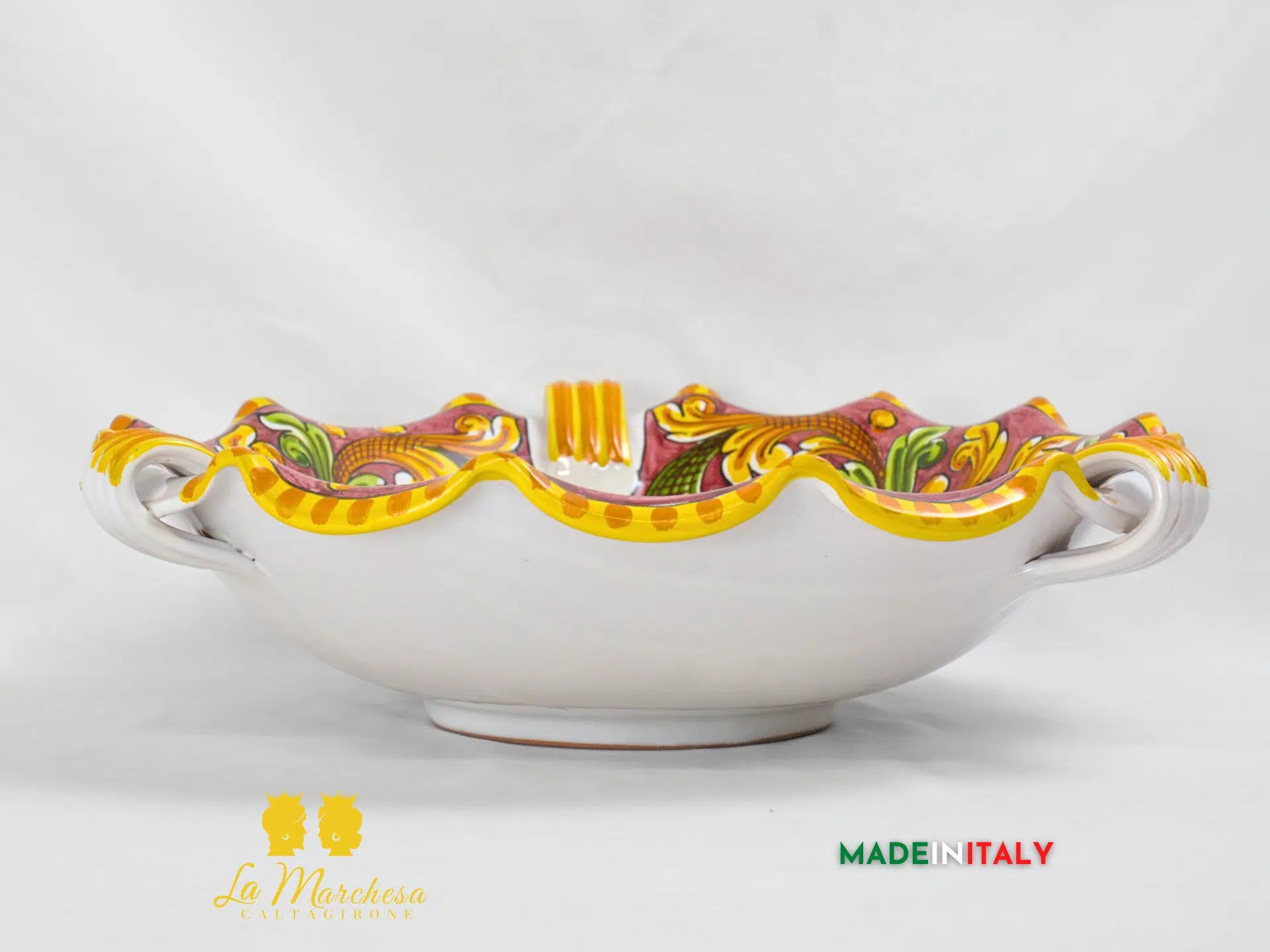 Fruttiera In Ceramica Caltagirone - Ø 35 Cm, Decorata A Mano, Made In Italy - Foto 5