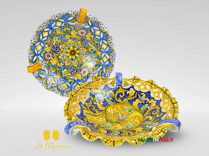 Centrotavola XL Decorato in Ceramica di Caltagirone - Varie Misure