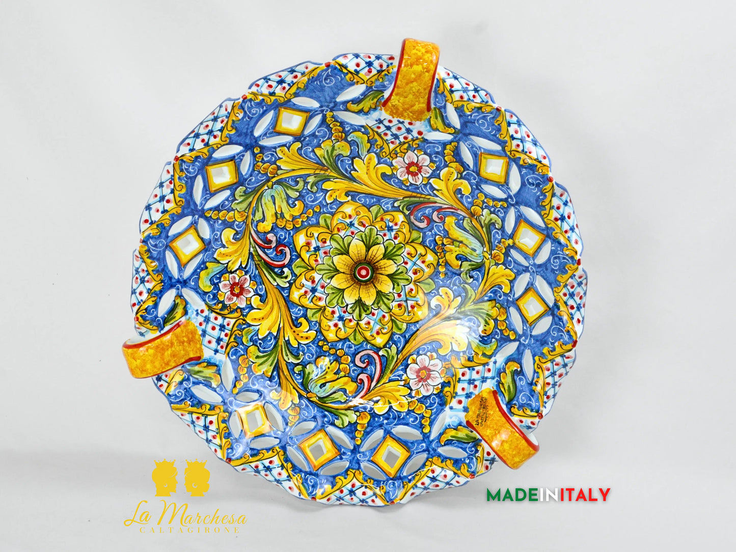 Centrotavola XL Decorato in Ceramica di Caltagirone - Varie Misure