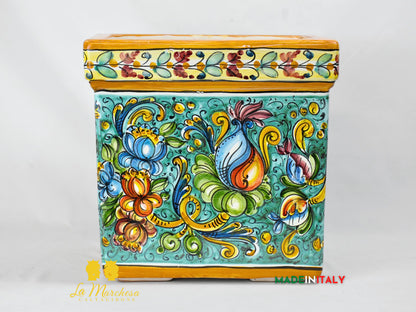 Porta Vaso Quadrato in Ceramica di Caltagirone 32cm - Vari Modelli