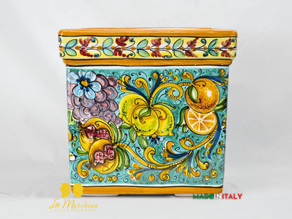 Porta Vaso Quadrato in Ceramica di Caltagirone 32cm - Vari Modelli