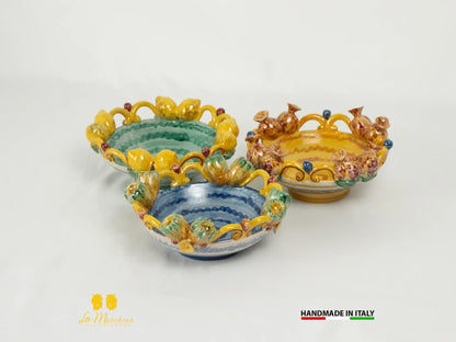 Ciotolina in Ceramica di Caltagirone Frutta applicata