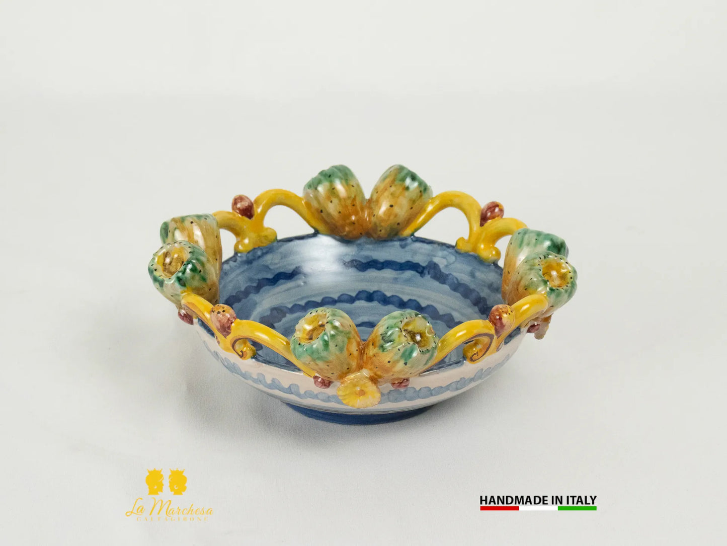 Ciotolina in Ceramica di Caltagirone Frutta applicata