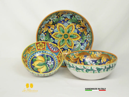 Ciotola in Ceramica di Caltagirone Tonda Vari Decori e Modelli