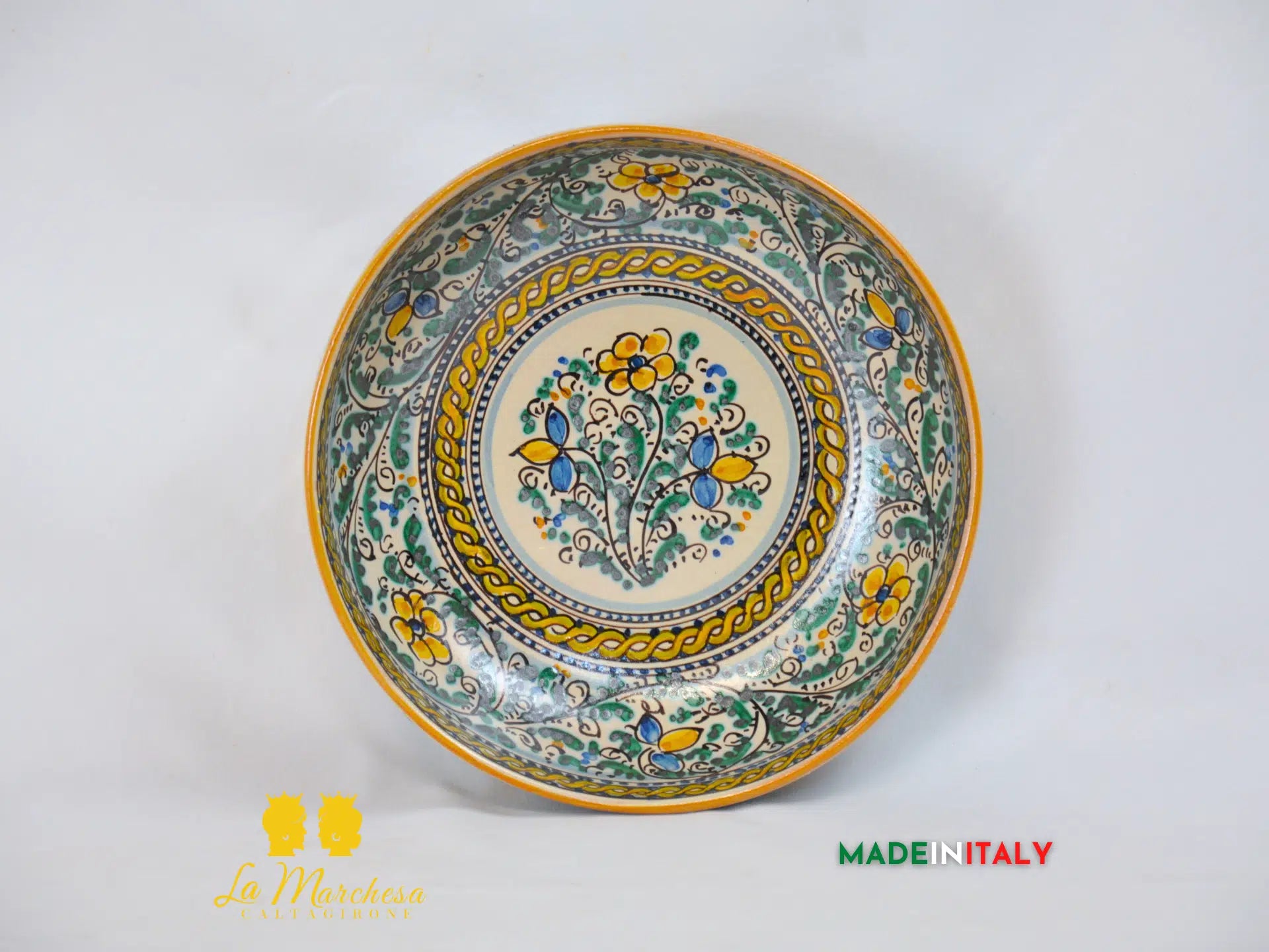 Ciotola Decoro '600 in Ceramica di Caltagirone Serie DELUXE - Varie Misure