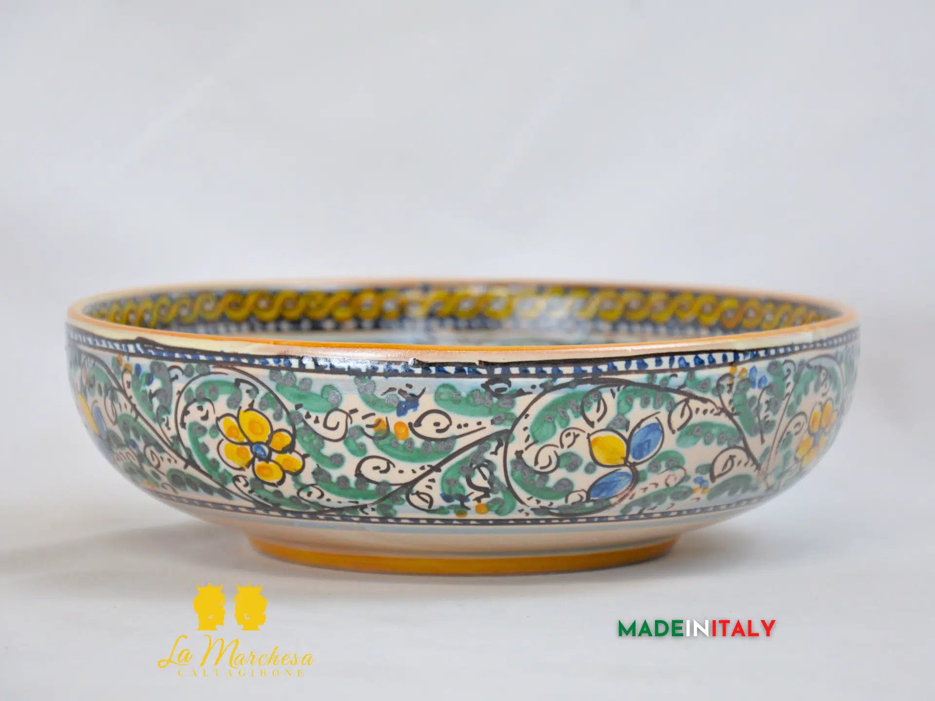 Ciotola Decoro '600 in Ceramica di Caltagirone Serie DELUXE - Varie Misure