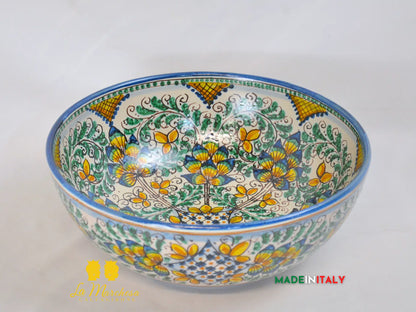 Ciotola Decoro '600 in Ceramica di Caltagirone Serie DELUXE - Varie Misure