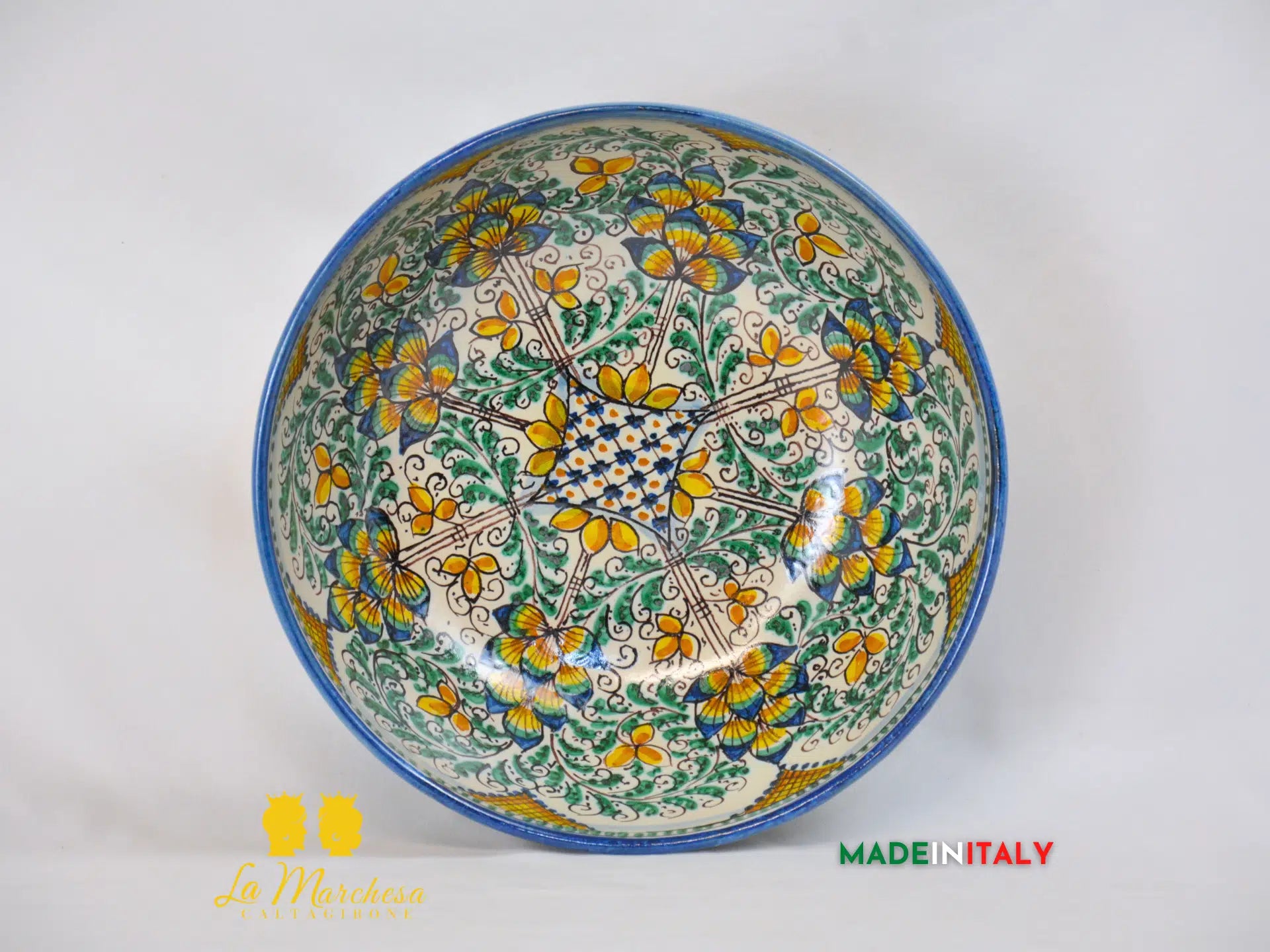 Ciotola Decoro '600 in Ceramica di Caltagirone Serie DELUXE - Varie Misure