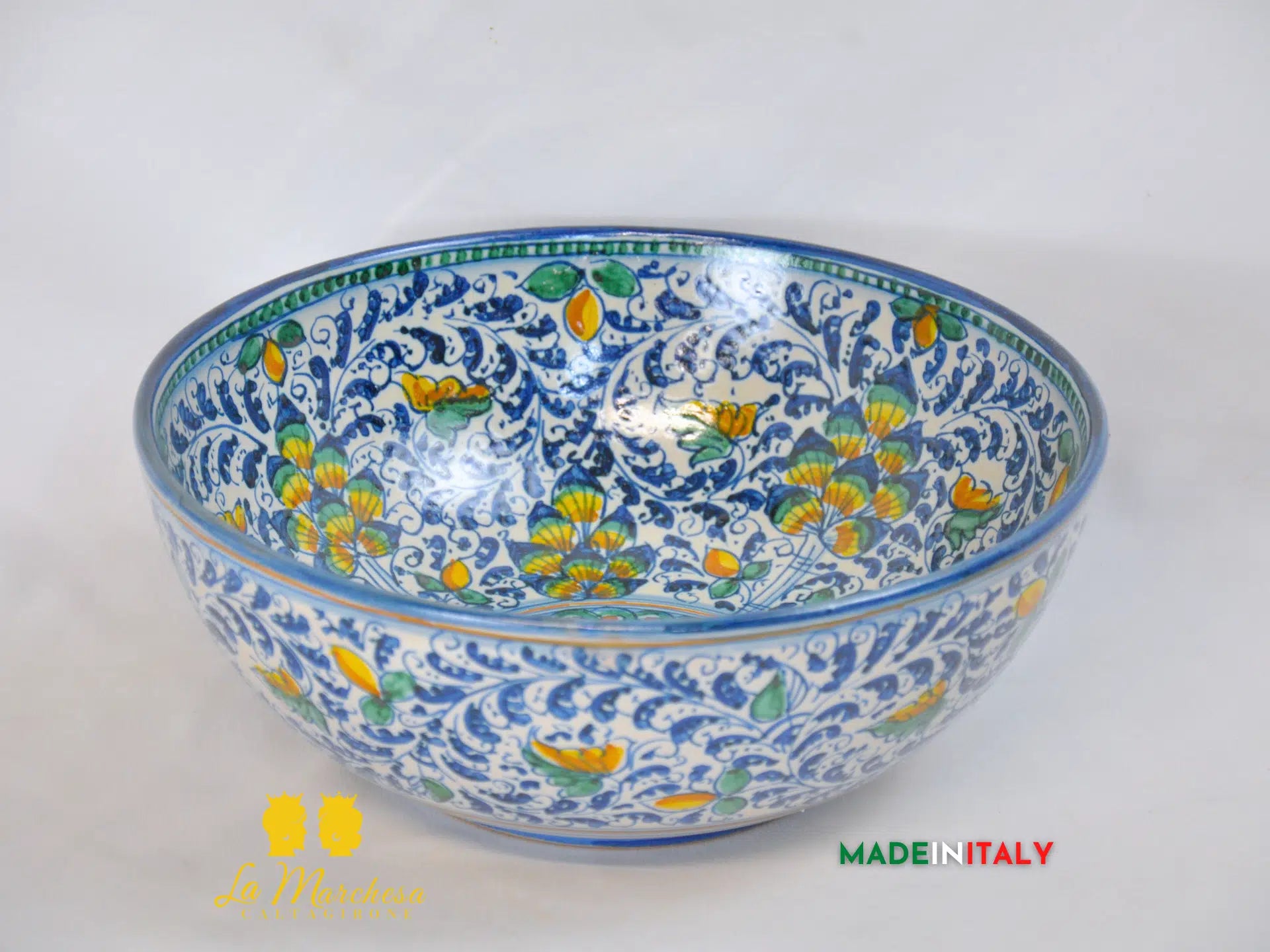 Ciotola Decoro '600 in Ceramica di Caltagirone Serie DELUXE - Varie Misure