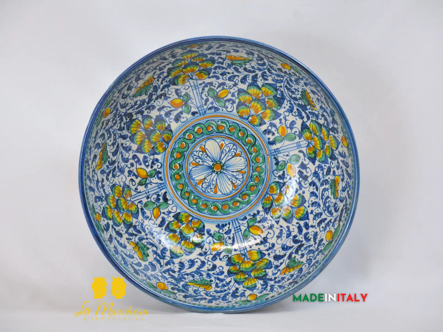 Ciotola Decoro '600 in Ceramica di Caltagirone Serie DELUXE - Varie Misure