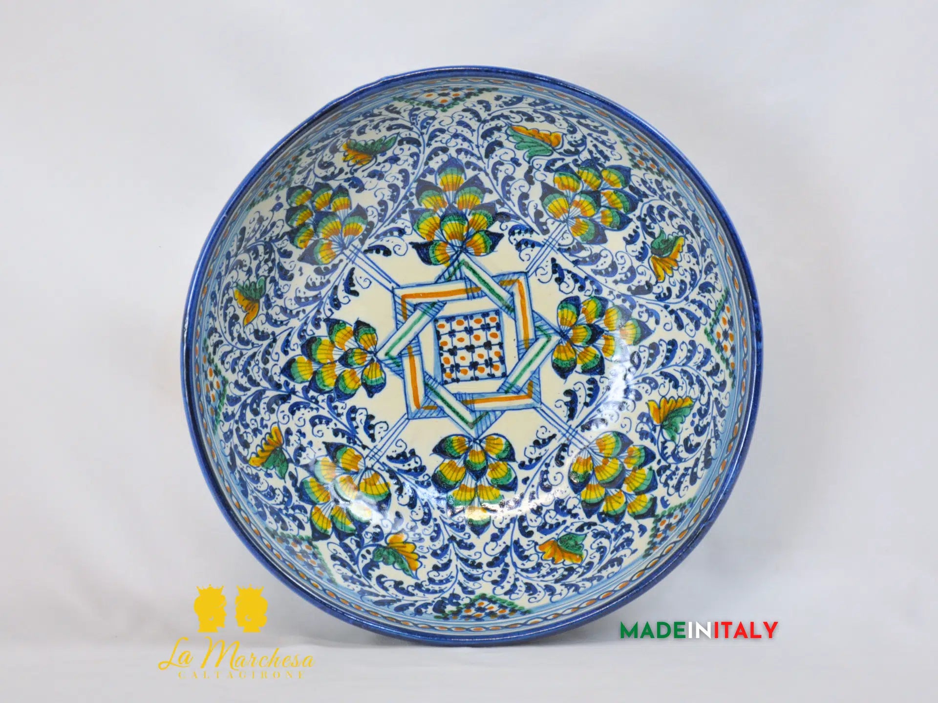 Ciotola Decoro '600 in Ceramica di Caltagirone Serie DELUXE - Varie Misure