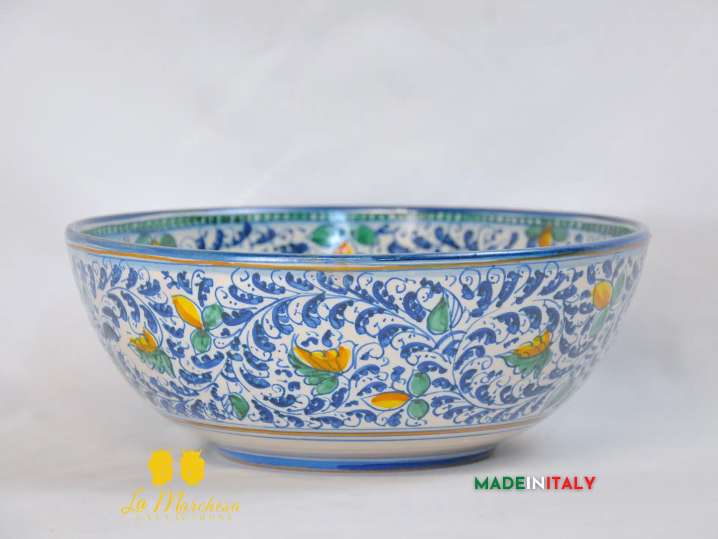 Ciotola Decoro '600 in Ceramica di Caltagirone Serie DELUXE - Varie Misure