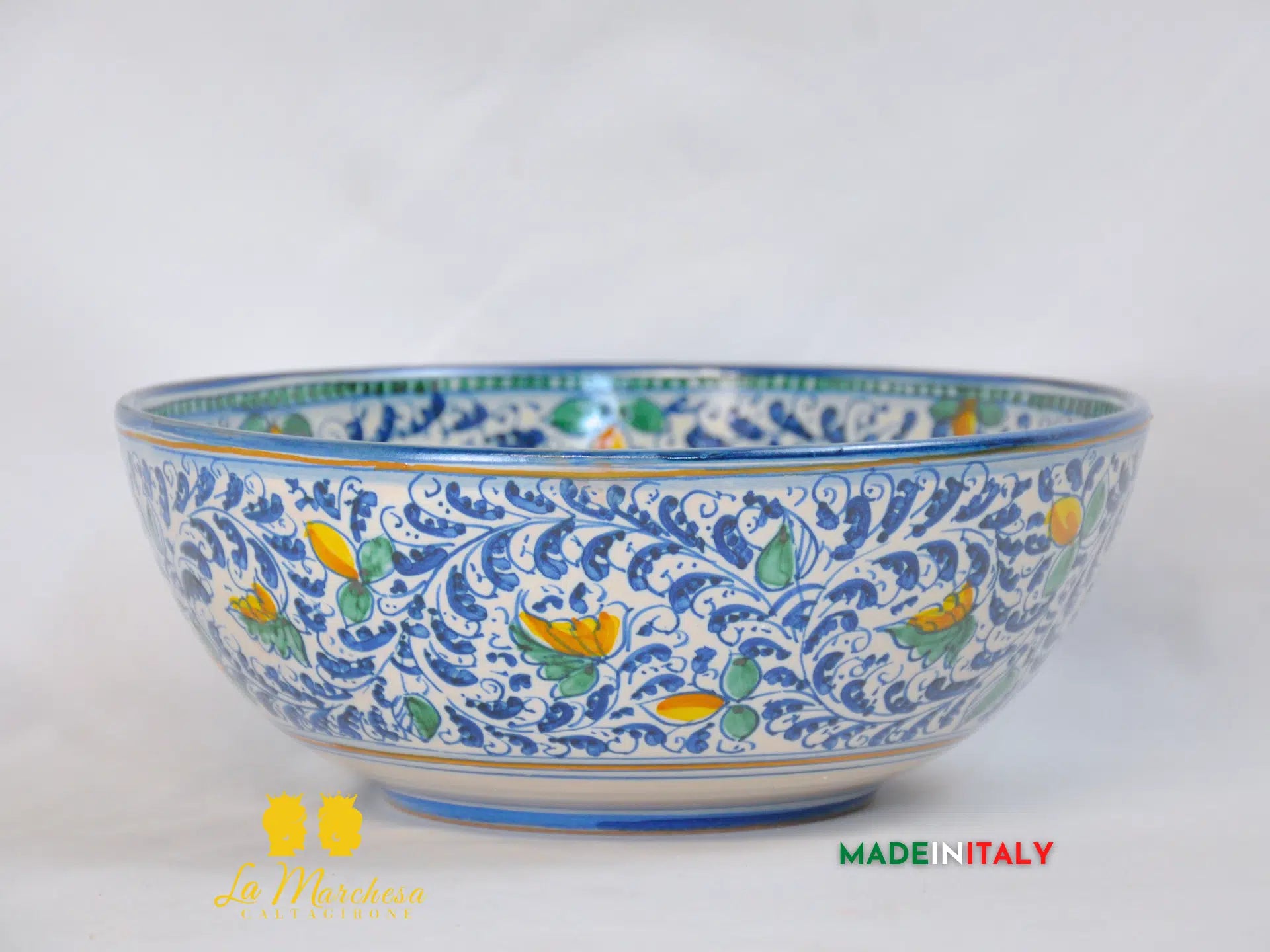 Ciotola Decoro '600 in Ceramica di Caltagirone Serie DELUXE - Varie Misure