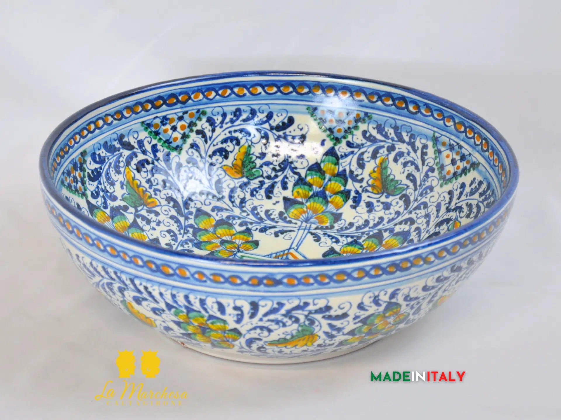 Ciotola Decoro '600 in Ceramica di Caltagirone Serie DELUXE - Varie Misure