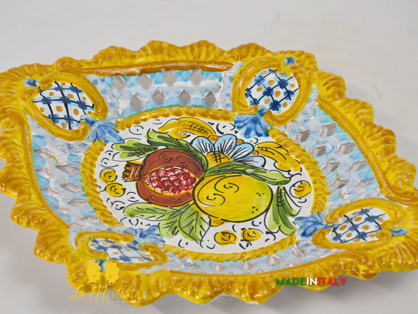 Vassoio Merlato Frutta in Ceramica di Caltagirone 35cm