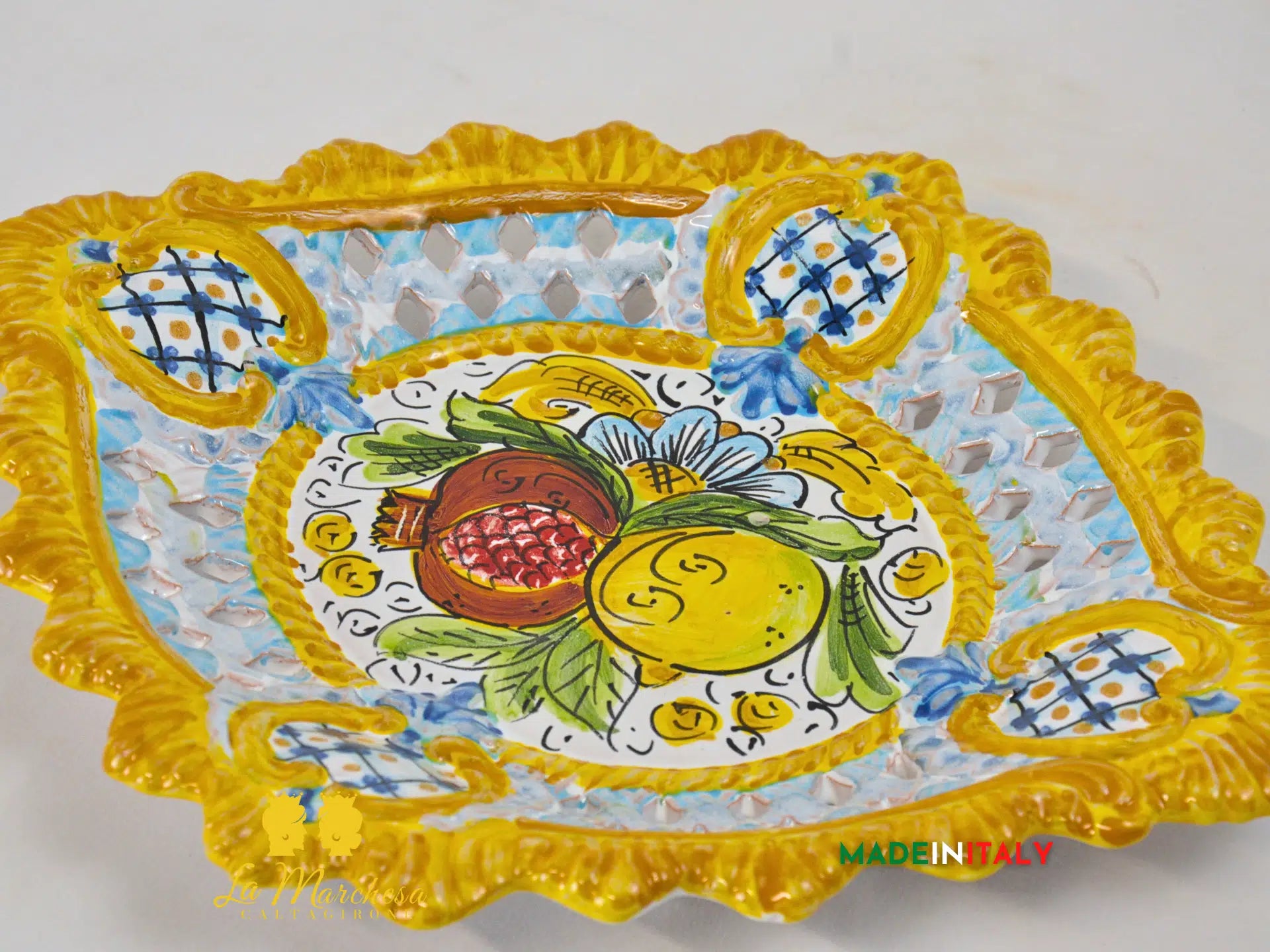 Vassoio Merlato Frutta in Ceramica di Caltagirone 35cm