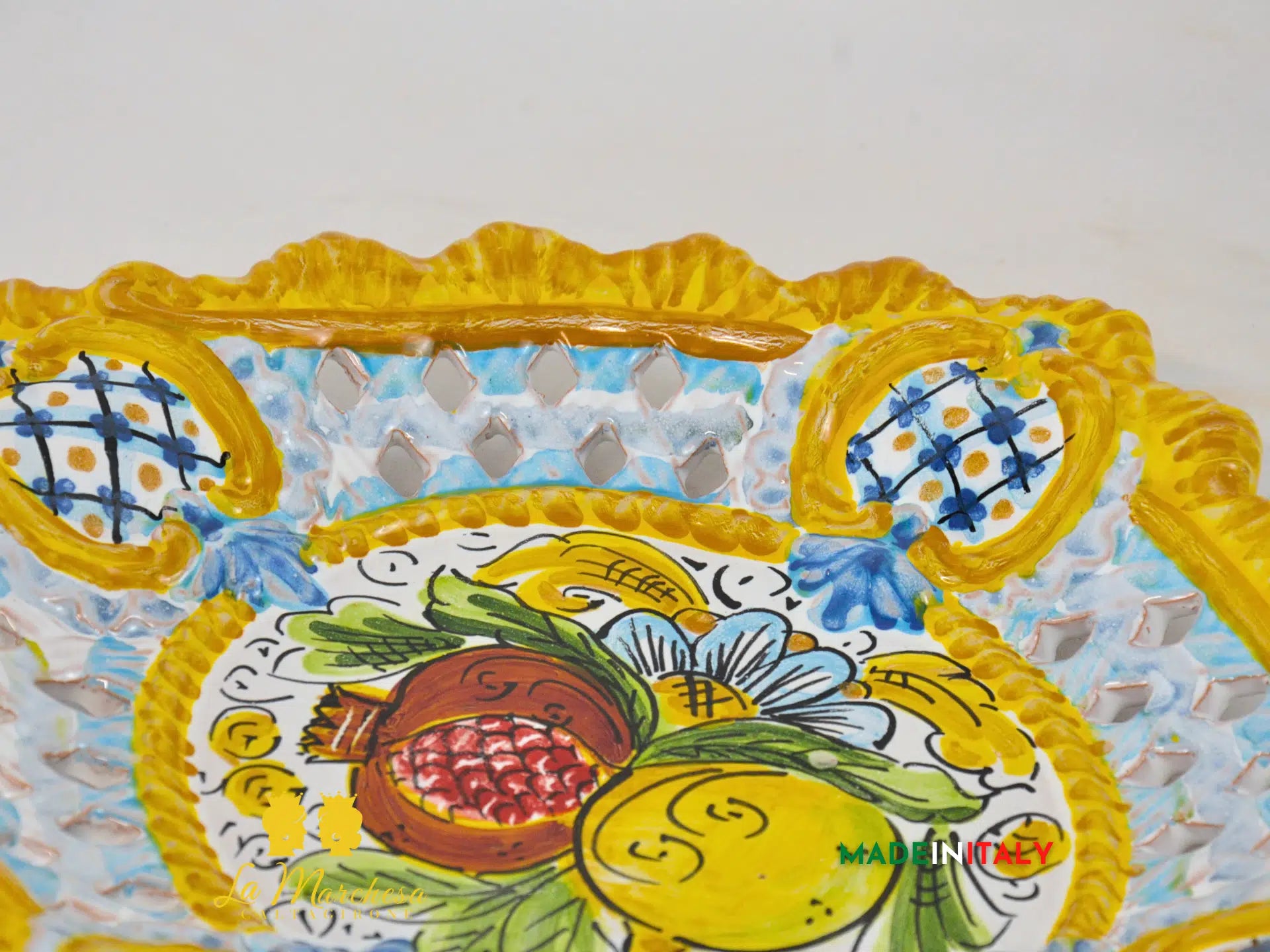 Vassoio Merlato Frutta in Ceramica di Caltagirone 35cm