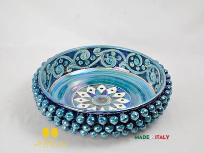 Ciotola Svuotatasche in Ceramica di Caltagirone Pigna Madreperla Blu - Vari Modelli