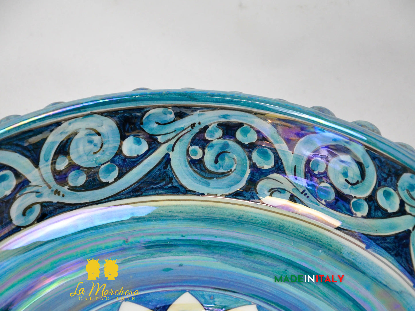 Ciotola Svuotatasche in Ceramica di Caltagirone Pigna Madreperla Blu - Vari Modelli